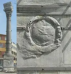 ستون مارسی‌ها بیزانسی قرن پنجم مونوگرام XI را در داخل یک تاج گل نمایش می‌دهد