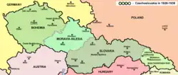 چکسلواکی پس از جنگ جهانی اول از چهار منطقه بوهم، موارویا، اسلواکی و روسینیا تشکیل می‌شد