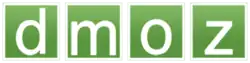 "dmoz" in white on a green background with each letter in a separate square