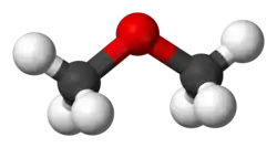 Ball and stick model of dimethyl ether