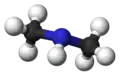 Ball and stick model of dimethylamine