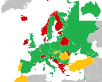 A coloured map of the countries of Europe