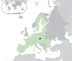 Location of Moravia in Europe