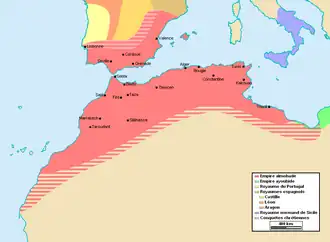 نقشه حکومت موحدون در اوج قدرت خود
