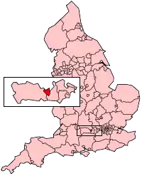 Reading shown within England