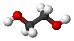 Ball and stick model of ethylene glycol