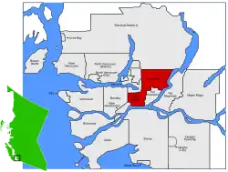 Location of Coquitlam within مترو ونکوور