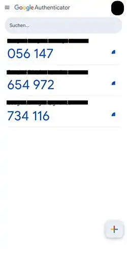 نمای نرم افزار Google authenticator