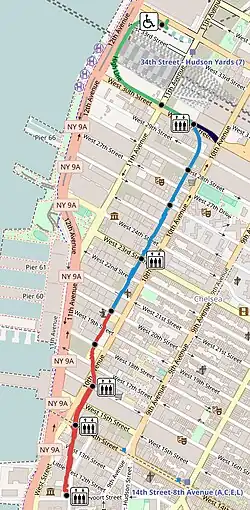 Map of the High Line in Manhattan