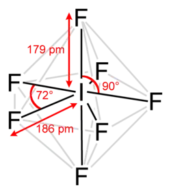 Structure of the iodine heptafluoride molecule