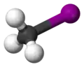 Ball and stick model of methyl iodide