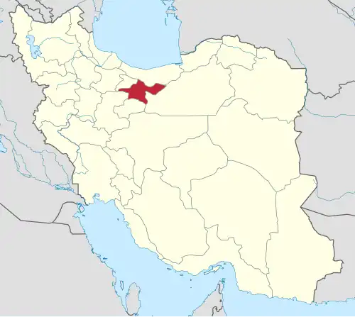 موقعیت استان تهران در ایران.
