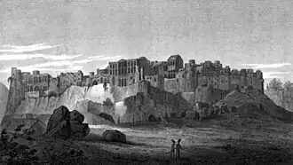 نقاشی از دژ ایزدخواست کاری از چالرز هیث، سال ۱۸۱۵