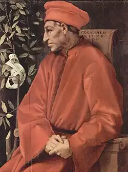 پرتره کازیمو اثر جاکوپو پونتورمو، شاخه برگ بو (il Broncone) نمادی بود که توسط جانشینانش مورد استفاده قرار میگرفت.