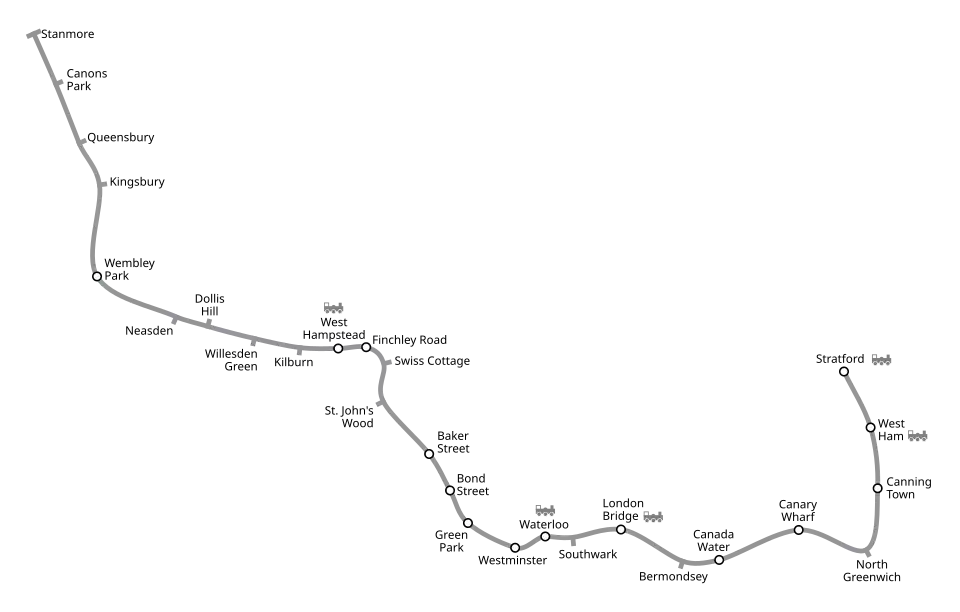 Geographical path of the Jubilee line