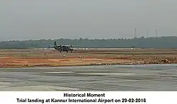 Trial landing at فرودگاه بینالمللی کانور (Aircraft: دورنیه دو ۲۲۸ of the نیروی هوایی هند)