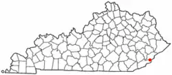 Location of Benham within Kentucky