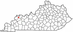 Location of Corydon, Kentucky