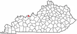 Location of Hawesville, Kentucky