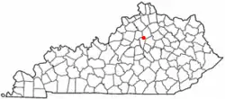 Location of Midway, Kentucky