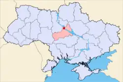 Map of Ukraine of Kaniv within استان چرکاسی.