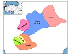 Location of Ermenek within Turkey.