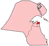 Map of Kuwait with Hawally highlighted