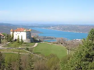 Château d'Aiguines and the Lac de Sainte-Croix