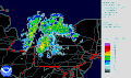 Lake effect snow - weather radar information is usually shown using a heatmap.