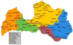 Map of Vidzeme (in yellow)