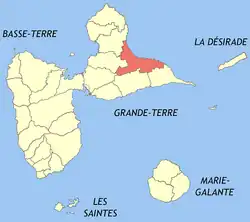 Location of the commune (in red) within Guadeloupe
