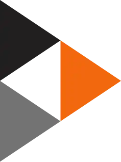 A triangle pointing to the right that resembles a "play video" icon and consists of three smaller triangles of the same shape