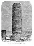 نقاشی مناره مسجد جامع ساوه اثر ژان دیولافوا - ۱۸۸۱