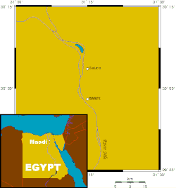 Map of Maadi (inset: map of مصر)