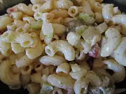 Macaroni salad with a mayonnaise dressing
