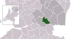 Highlighted position of Hoogeveen in a municipal map of Drenthe
