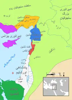۴ دولت صلیبی در اراضی مقدس در محاصره دولتهای اسلامی و امپراتوری بیزانس
