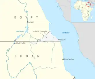 موقعیت مثلث حلایب در نقشه