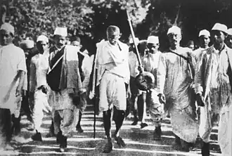 Gandhi during the Salt March, 1930