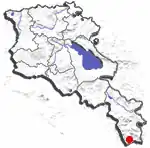 جای شهر مغری بر روی نقشه ارمنستان