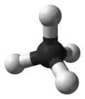 Ball and stick model of methane