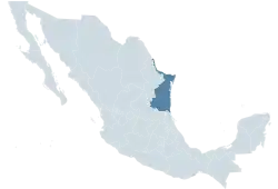 Location of Tamaulipas within Mexico