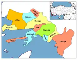 Location of Datça within Turkey.