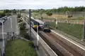 Musselburgh railway station, showing a local east bound (North Berwick) train, and a west bound (Edinburgh) intercity (125) train