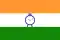 A flag with a green, white and orange horizontal stripe, and a clock in the center