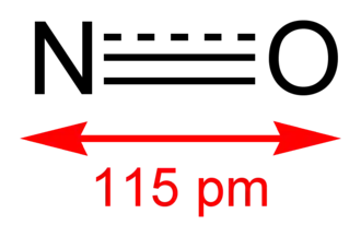 Skeletal formula of nitric oxide with bond length