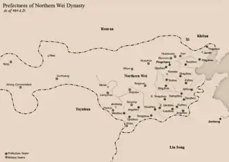 Northern Wei administrative divisions as of 464 AD