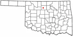 Location in Garfield County and the state of اکلاهما.