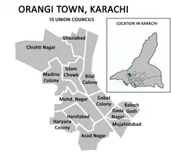 موقعیت اورنگی تاون در نقشه