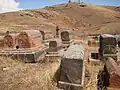 Cemetery below Didikond Hill with the shrine of  Surb Grigor in the background